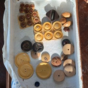Large lot of vintage buttons Pearl, jet, wood